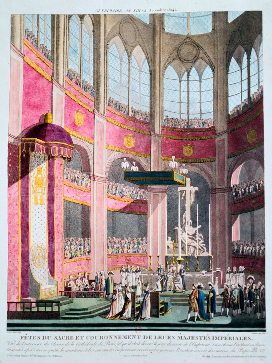 Paavi Pius VII pyhitti Napoleonin ja kruunasi Josephineen 2. joulukuuta 1804 tekijältä Unbekannt
