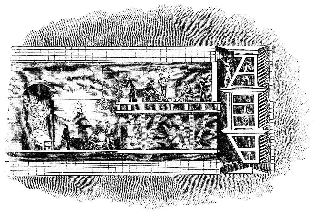 Thames-tunnelin rakentaminen, Lontoo, 1825-1843 tekijältä Unbekannt