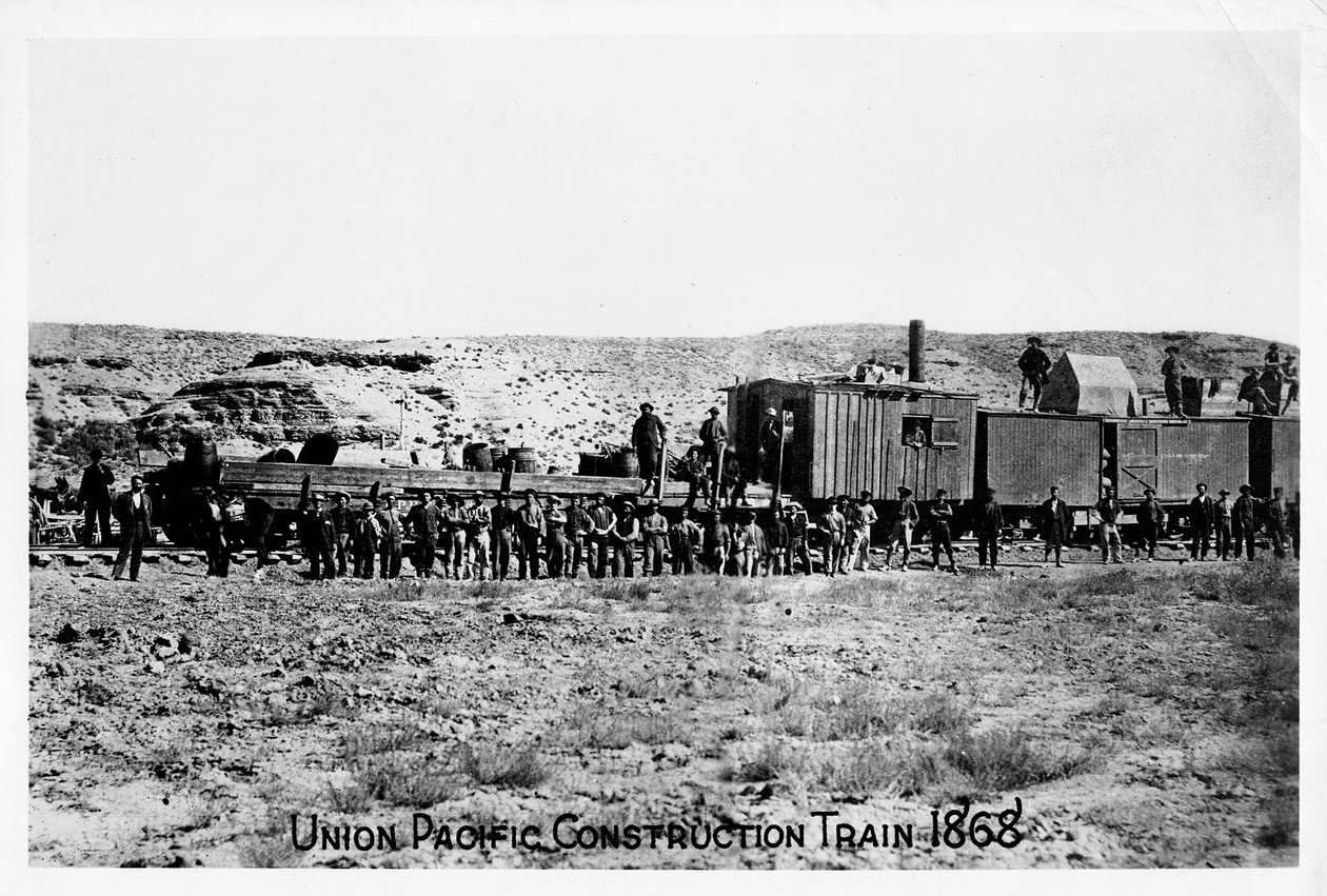 Rakennusjuna Union Pacific Railroadissa, USA, 1868 tekijältä Unbekannt