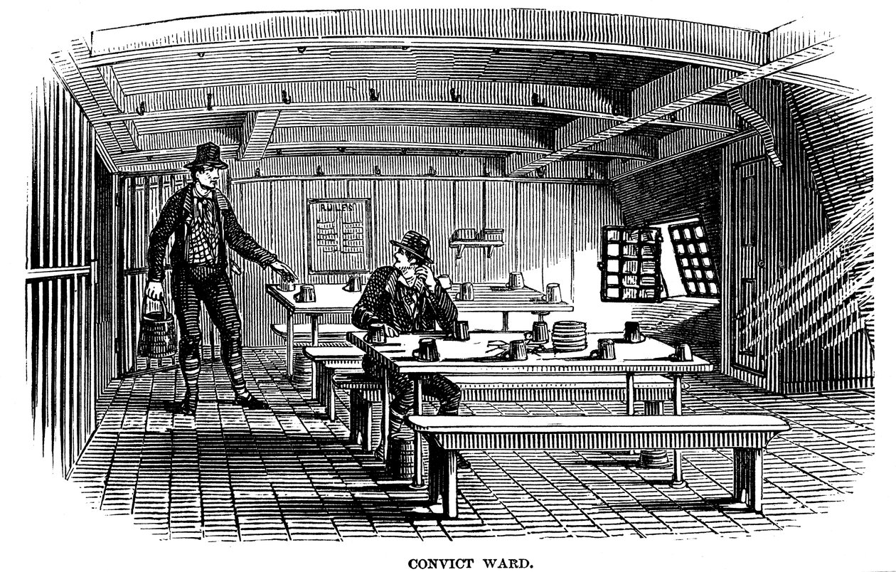 Vankilan osasto Warriorin Woolwichissa, Lontoossa, 1848 tekijältä Unbekannt