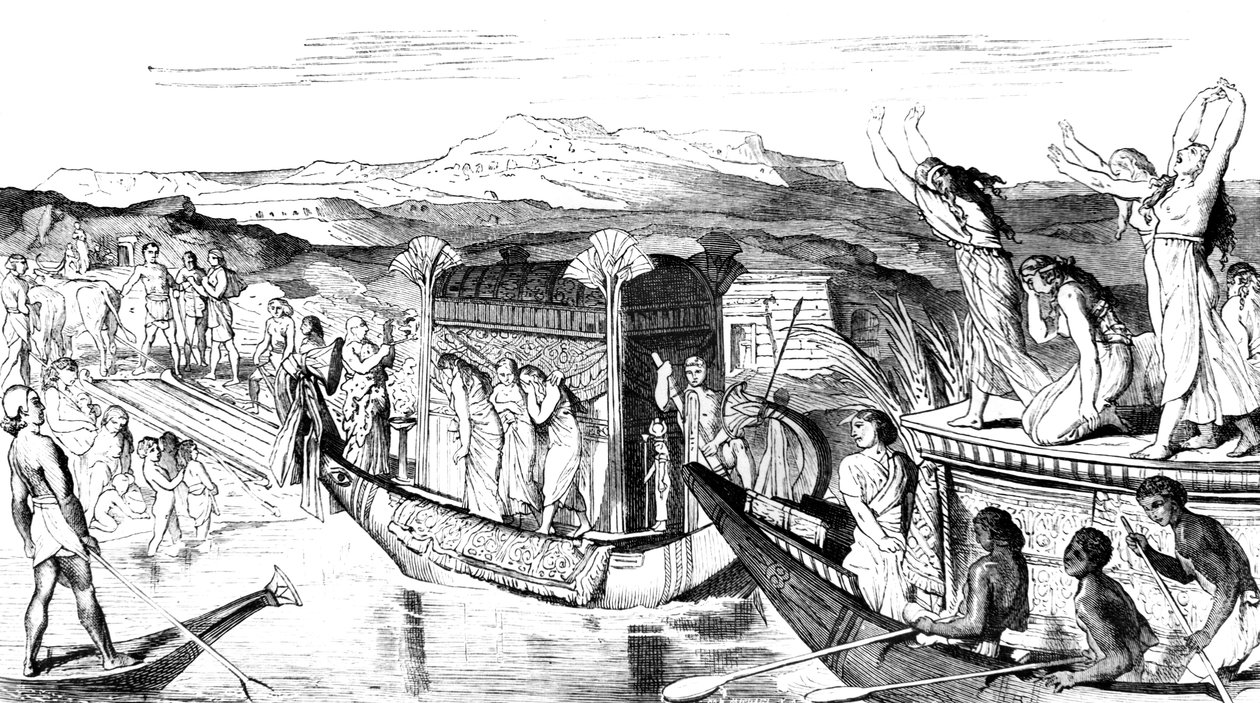 Saattue palaa hautausmaan kanssa, Egypti, 1881 tekijältä Unbekannt