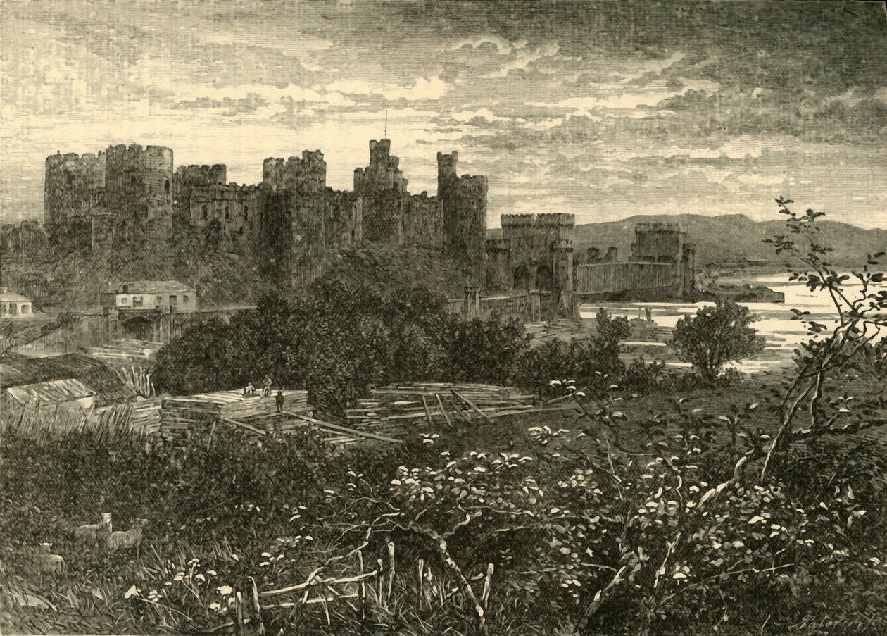 Conwayn linna, tieltä Llanrwstiin, 1898. tekijältä Unbekannt