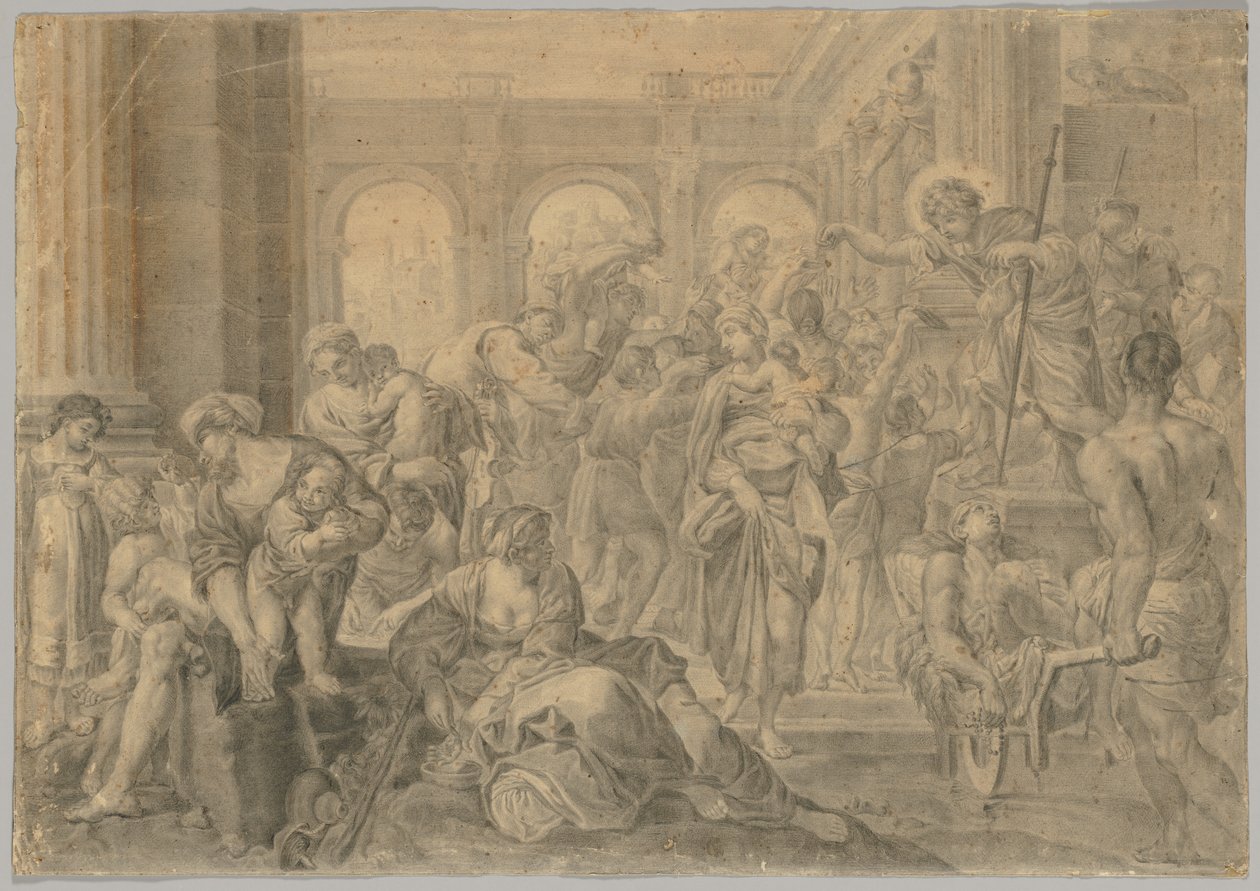 Kopio Annibale Carraccis St. Roch Giving Alms, 1595 tai sen jälkeen. tekijältä Unbekannt