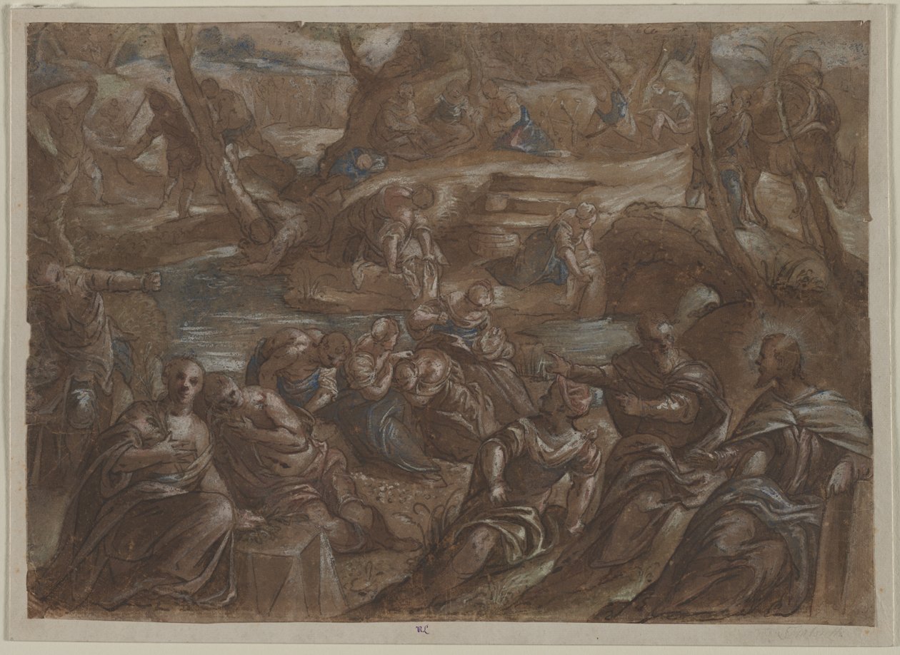 Kopio Tintorettoista Children of Israel Gathering Manna, vuoden 1594 jälkeen. tekijältä Unbekannt