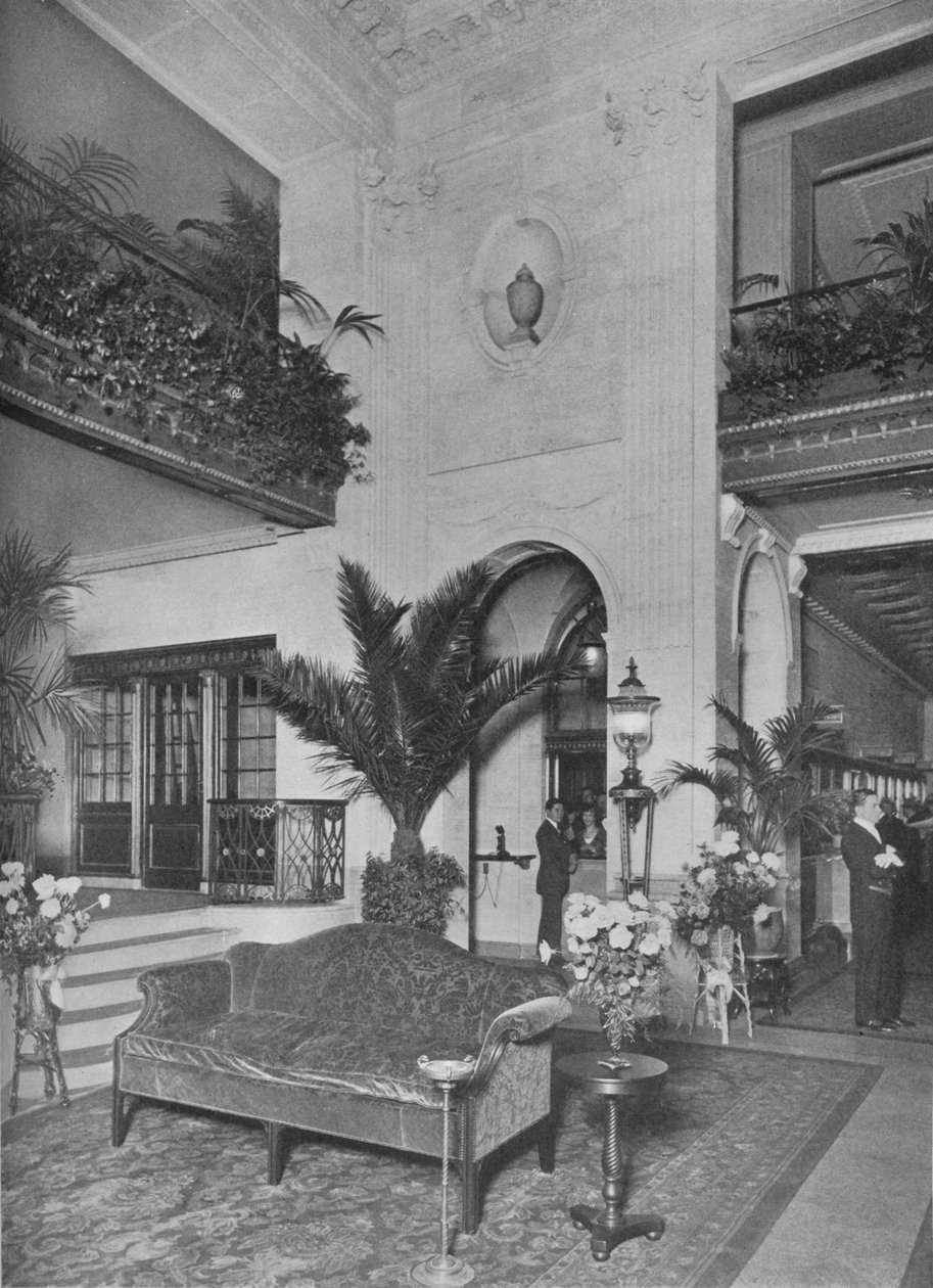 Pääaulan kulma, näkymä toimistoon, Roosevelt Hotel, New York City, 1924 tekijältä Unbekannt