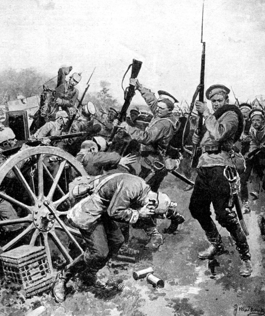 Kasakkojen hyökkäys saksalaisia joukkoja vastaan, Itä-Preussi, ensimmäinen maailmansota, 1914 tekijältä Unbekannt
