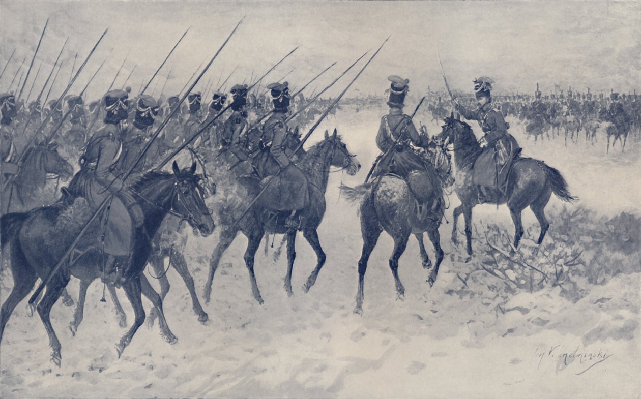 Kasakat odottamassa ranskalaisen ratsuväen hyökkäystä, 1812, 1896. tekijältä Unbekannt