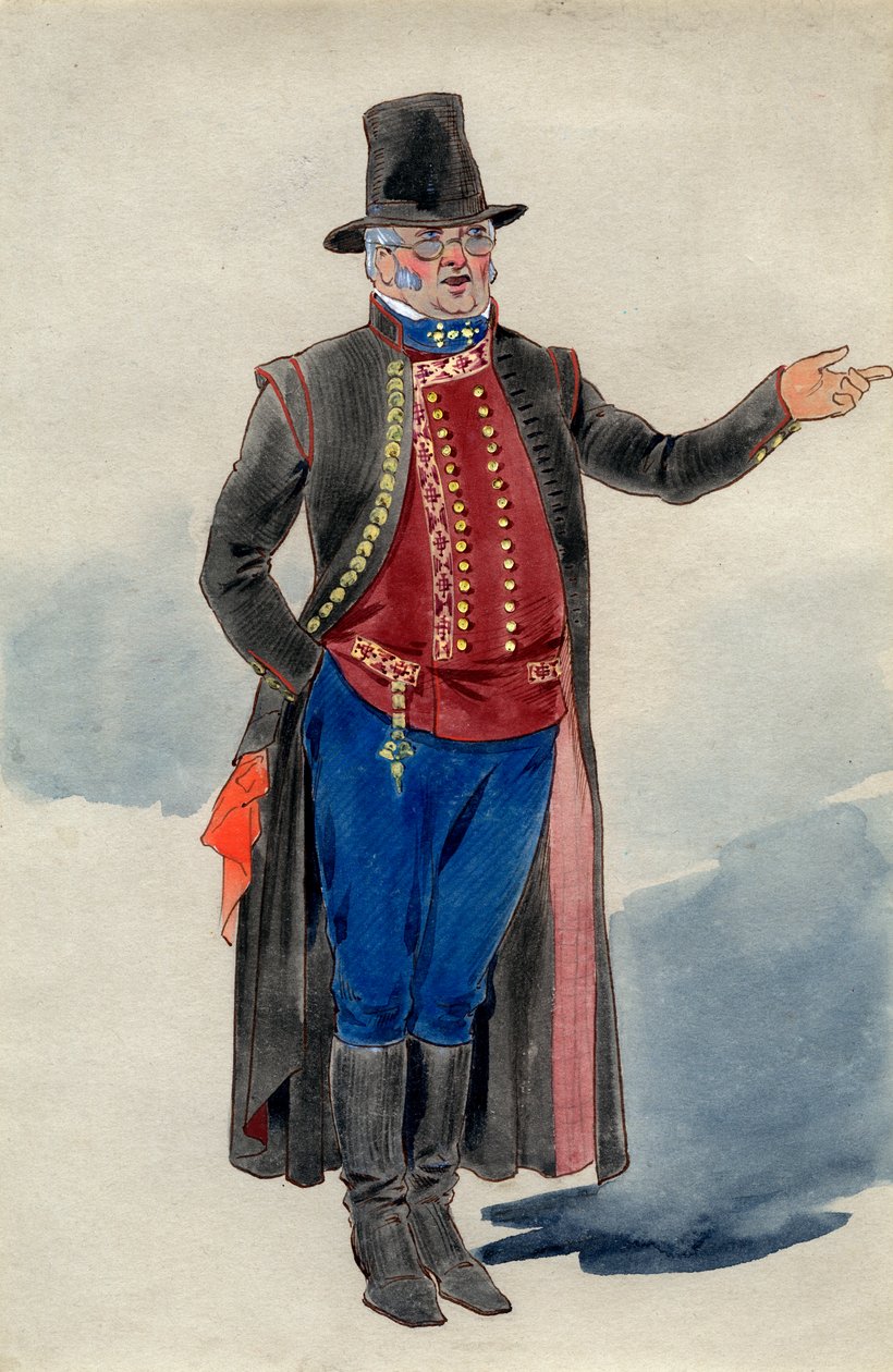 Pukusuunnittelu Dear Little Denmark, Prince of Wales -teatterille, 1909 tekijältä Unbekannt