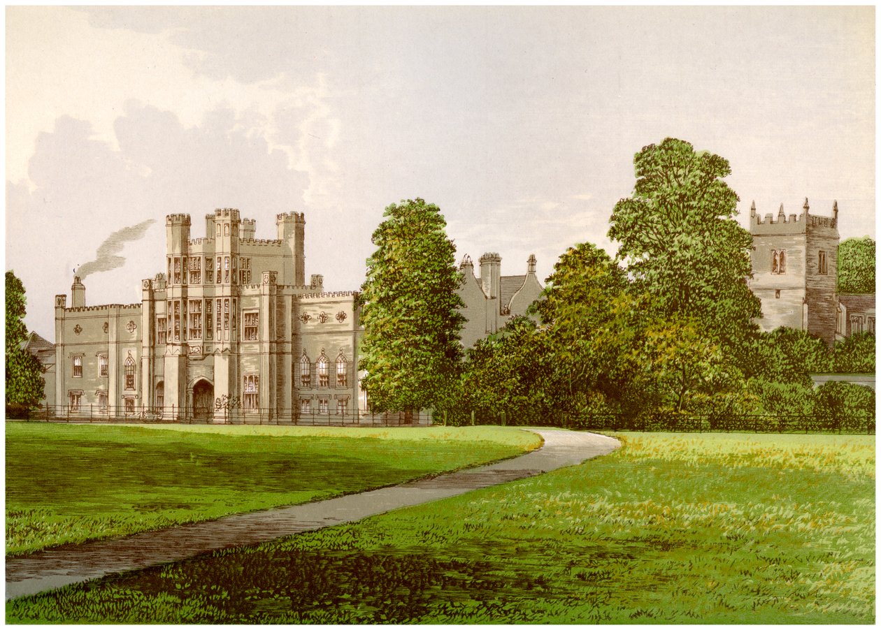 Coughton Court, Warwickshire, Baronet Throckmortonin koti, vuodelta 1880 tekijältä Unbekannt