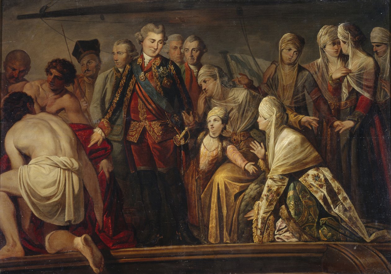 Kreivi Aleksei Grigorjevitš Orlov Chesman voiton jälkeen, 1700-luvun toinen puoli. tekijältä Unbekannt
