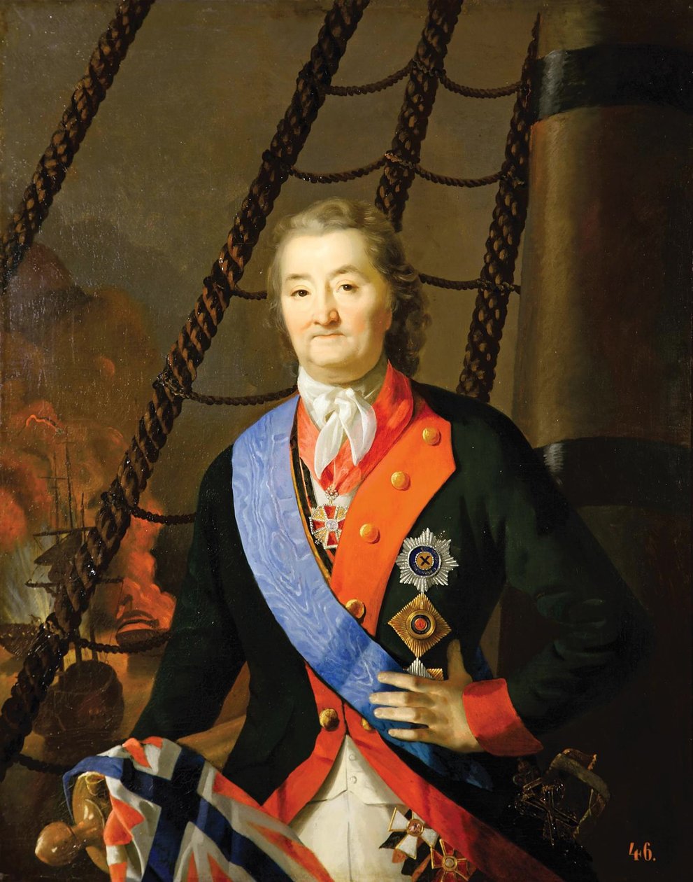 Kreivi Aleksei Grigorjevitš Orlov Chesman taistelussa 1800-luvulla tekijältä Unbekannt