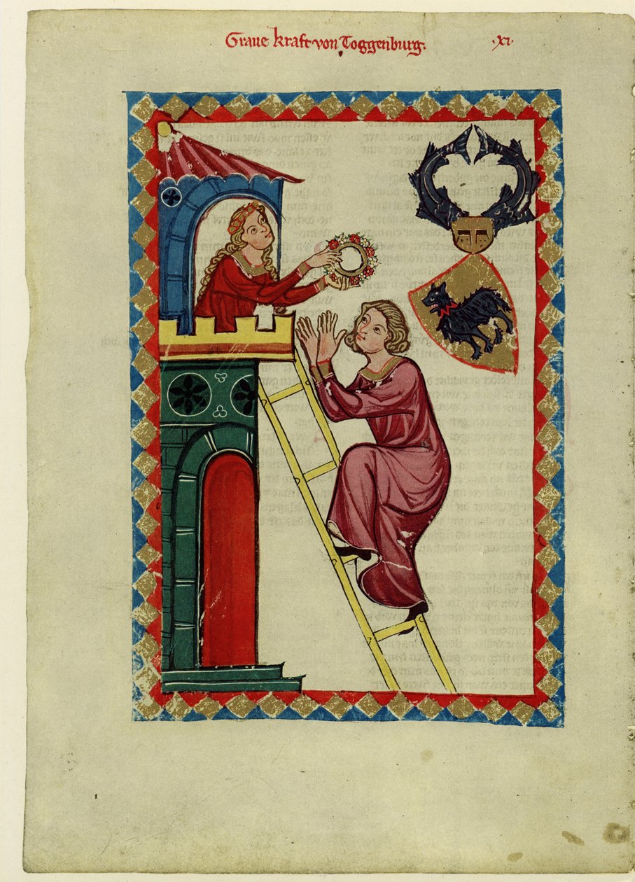 Toggenburgin kreivi Kraft III Codex Manessesta, vuosina 1305-1340 tekijältä Unbekannt
