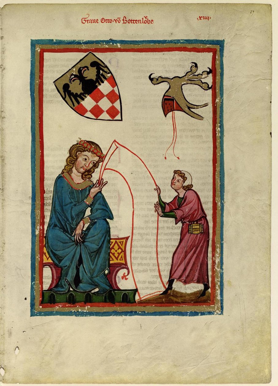 Kreivi Otto von Botenlauben Codex Manessesta, vuosina 1305-1340 tekijältä Unbekannt