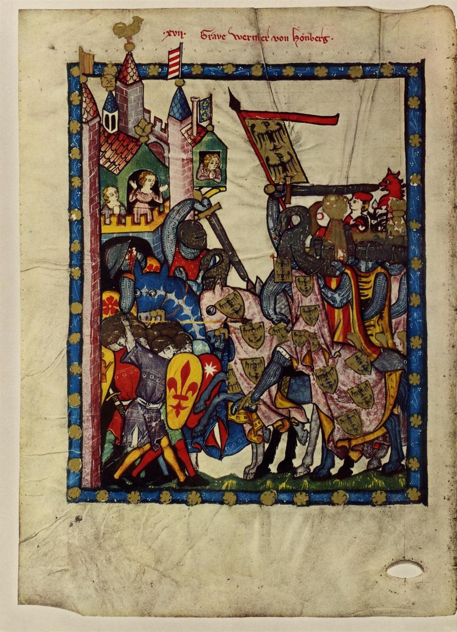 Kreivi Wernher von Homberg Codex Manessesta, vuosina 1305-1340 tekijältä Unbekannt
