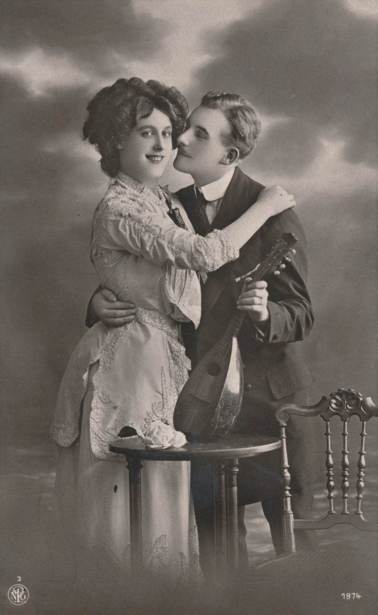Pari Mandoliinin kanssa, c1910 tekijältä Unbekannt