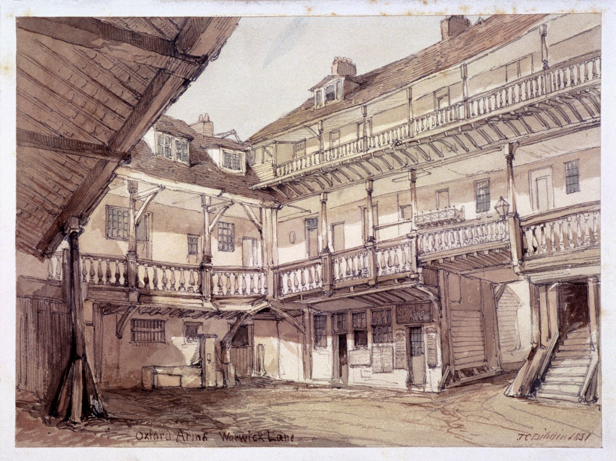 Oxford Arms Innin sisäpiha, Warwick Lane, Lontoo, 1851 tekijältä Unbekannt