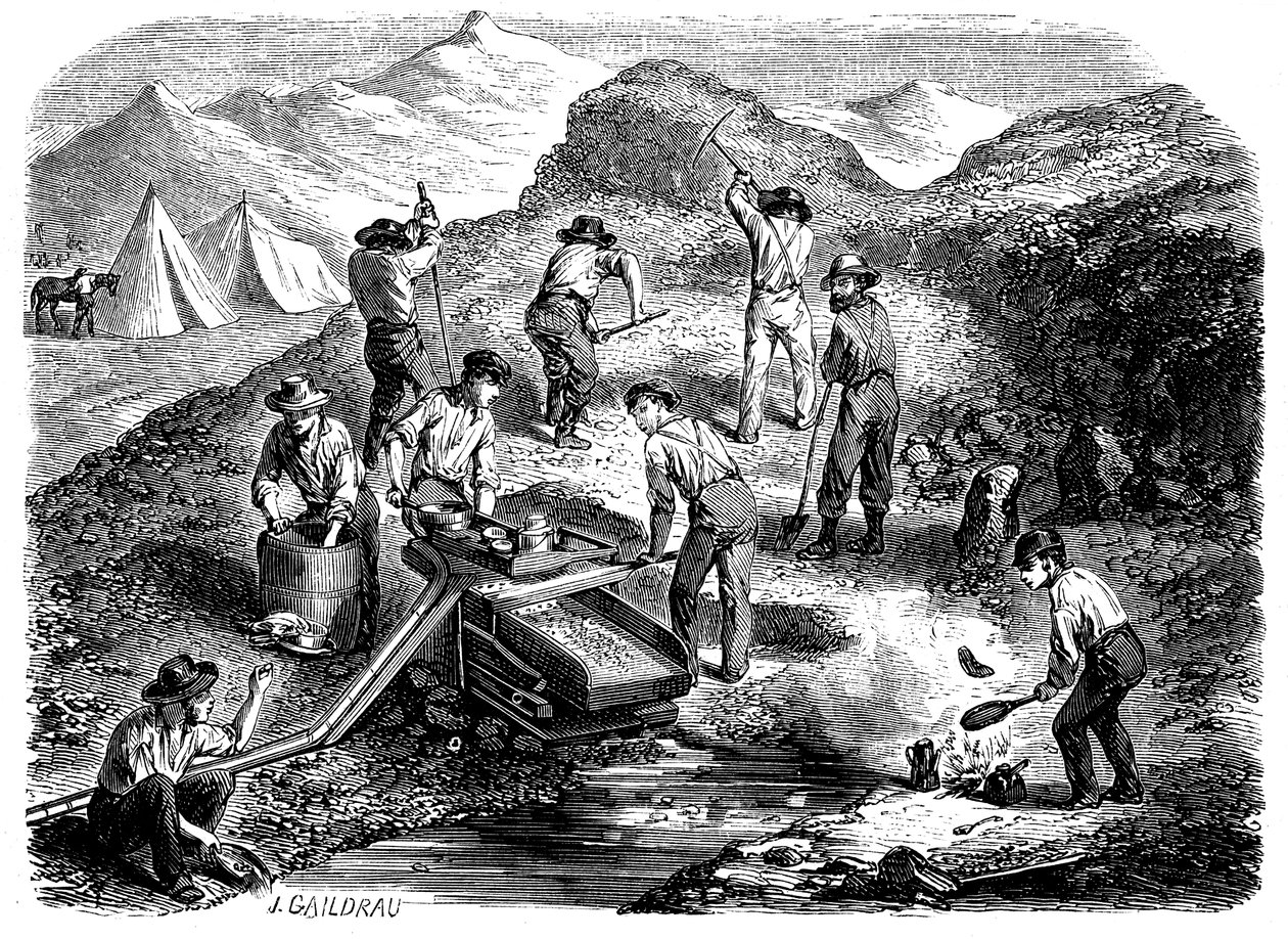 Kullan kehto Kalifornian kultakentillä, 1849 tekijältä Unbekannt