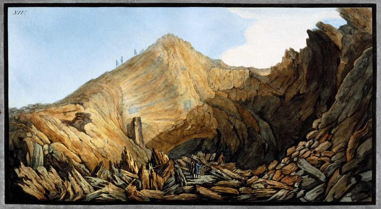 Kraatteri "pienen vuoren" kartion sisällä, Vesuvius, Napolin kuningaskunta, n. 1761 tekijältä Unbekannt