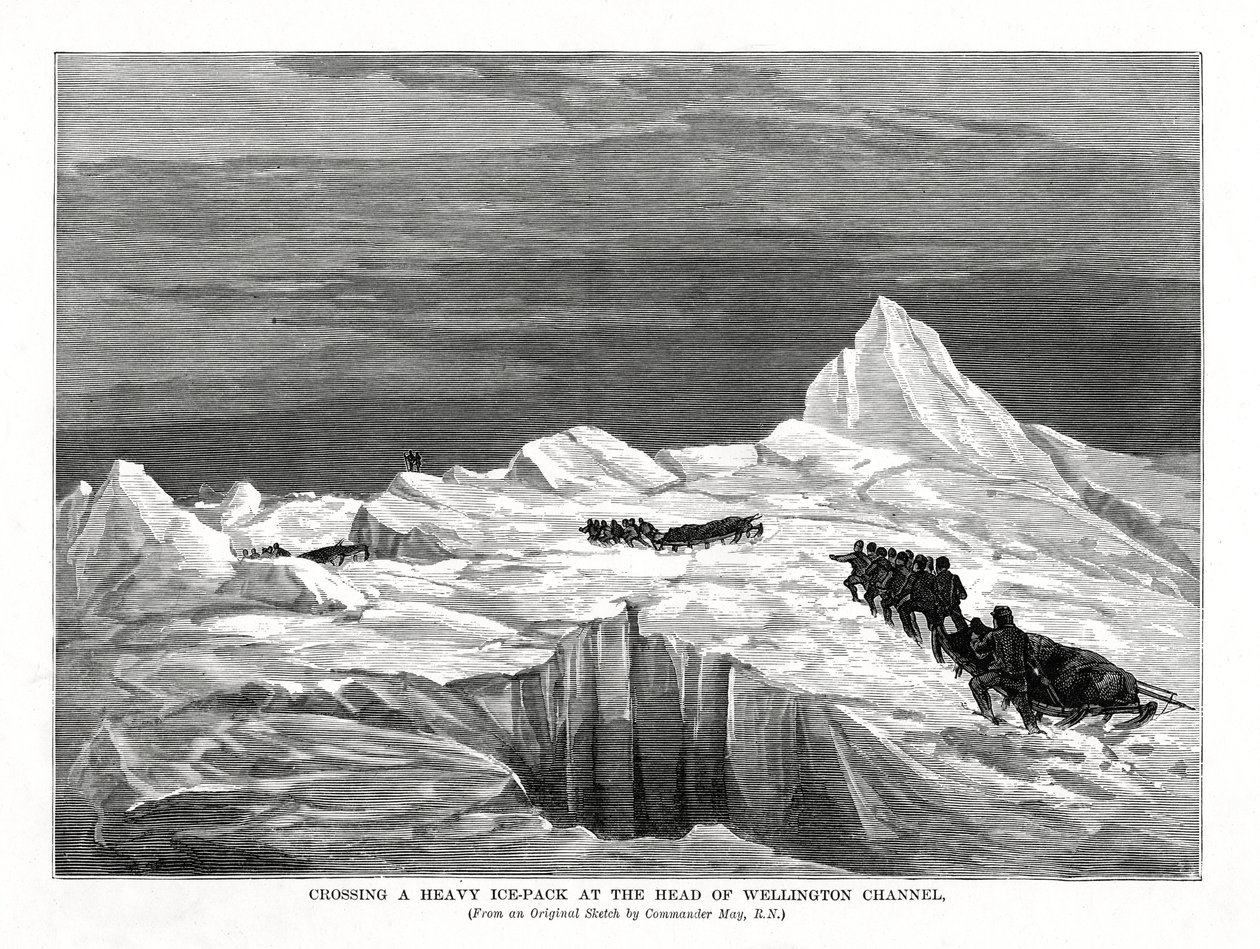 Raskaan jääpakkauksen ylittäminen Wellington Channelin kärjessä, 1877 tekijältä Unbekannt