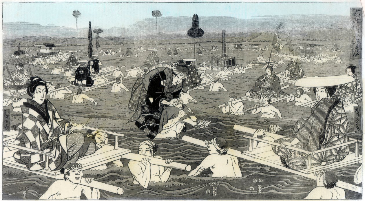 Oho-e-ga-wan ylitys Suragan maakunnassa, 1856 tekijältä Unbekannt