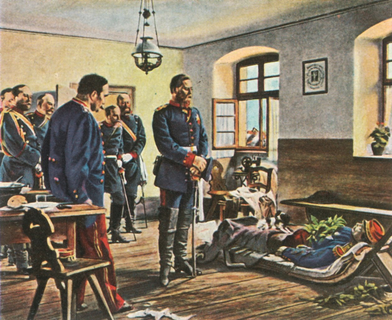 Kruununprinssi Friedrich Wilhelm kenraali Douayn ruumiin kanssa, 4. elokuuta 1870, 1936. tekijältä Unbekannt