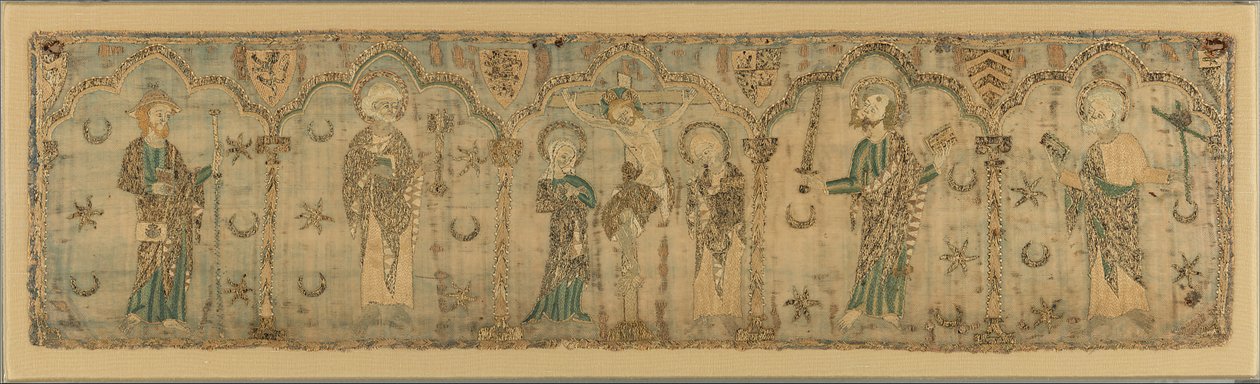 Ristiinnaulitseminen, jota tukivat Saints, Brittiläinen, n. 1270 luultavasti ennen vuotta 1272. tekijältä Unbekannt