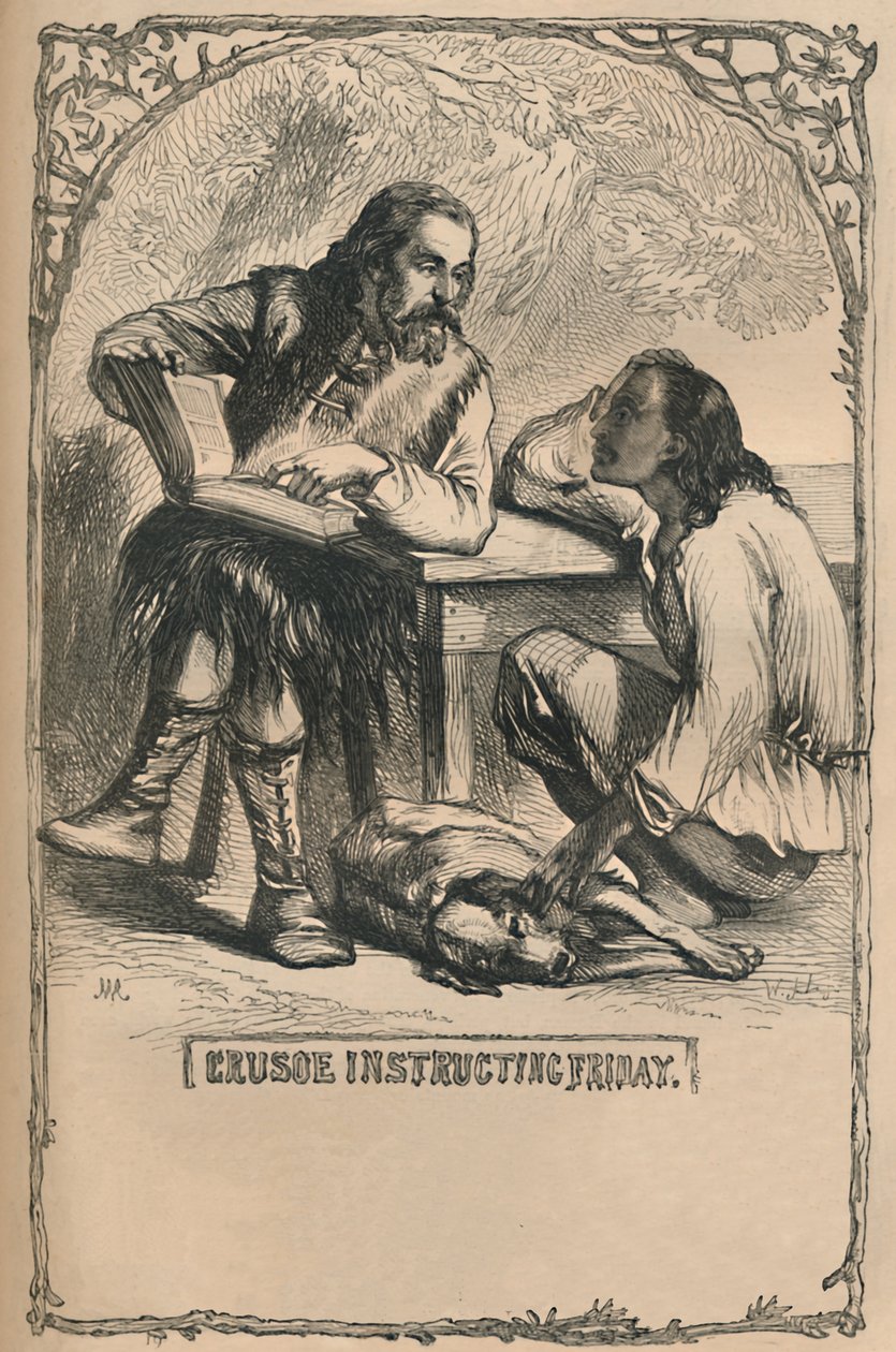 Crusoe opastava perjantai, c1870 tekijältä Unbekannt