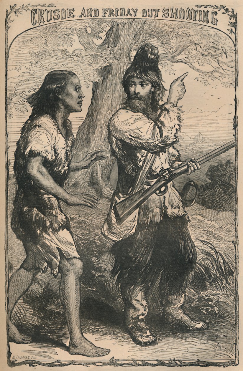 Crusoe and Friday Out Shooting, c1870 tekijältä Unbekannt