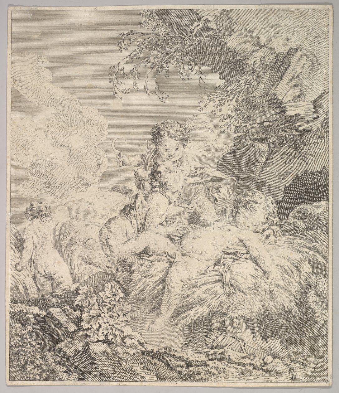 Amorit kutittavat toisiaan, 1700-luku. tekijältä Unbekannt