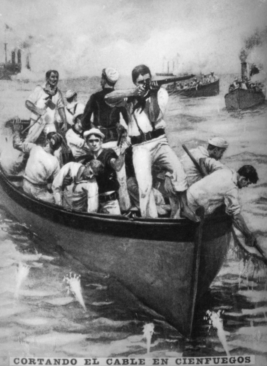 Cienfuegos-kaapeleiden leikkaaminen, 1898, 1920-luku tekijältä Unbekannt