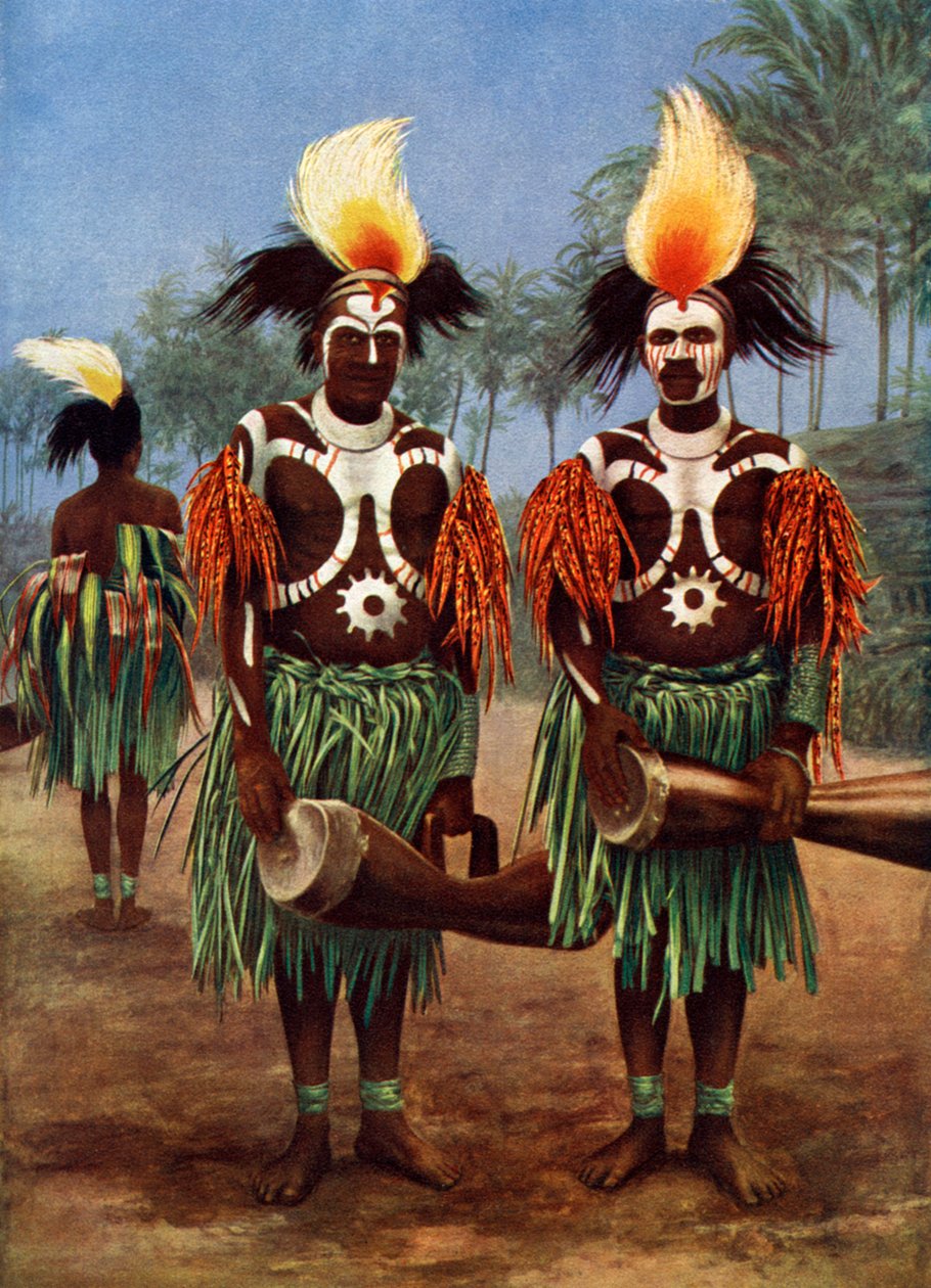 Fly River -alueen tanssijat, Papua-Uusi-Guinea, 1920 tekijältä Unbekannt