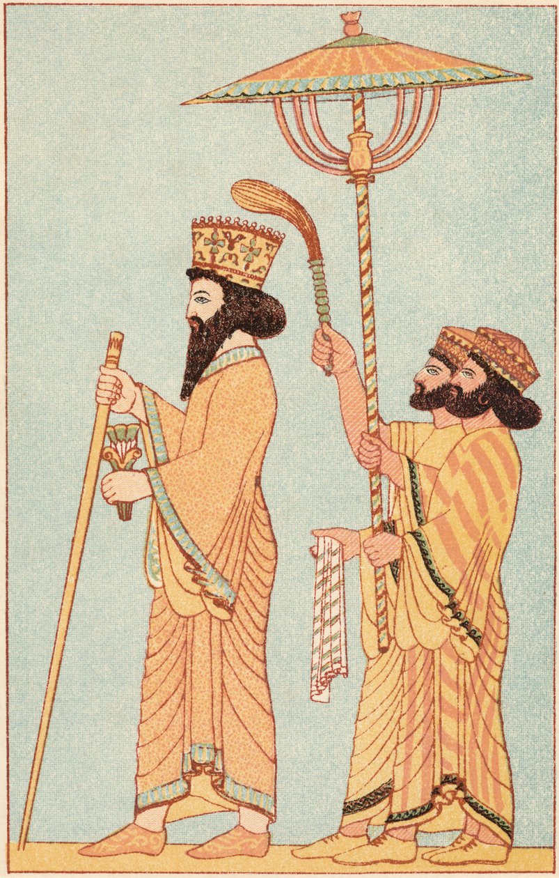 Dareios I 548-486 eKr. Akemenidit, Persian kuningas vuodesta 521, avustajien kanssa, 1881 tekijältä Unbekannt