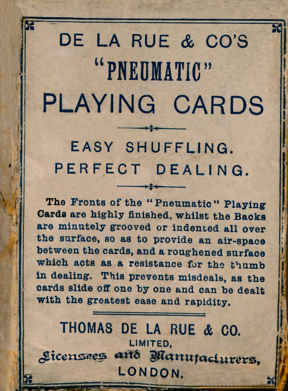 De La Rue & Cos Pneumaattiset pelikortit, kansi, 1925. tekijältä Unbekannt