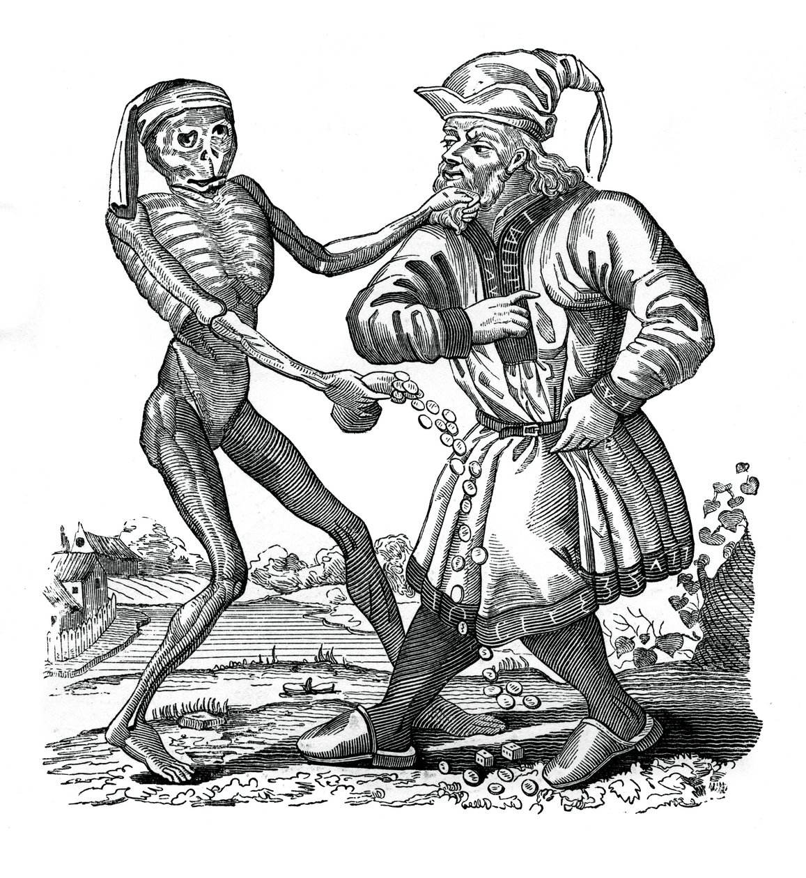 Kuolema ja juutalainen, jakso Kuoleman tanssista, 1441, 1870 tekijältä Unbekannt