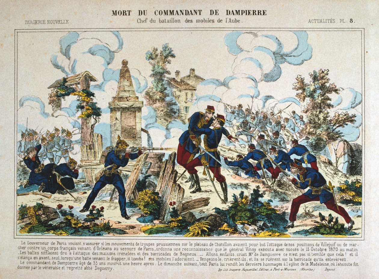 Komendantti de Dampierren kuolema, Pariisin piiritys, Ranskan ja Preussin sota, 13. lokakuuta 1870 tekijältä Unbekannt