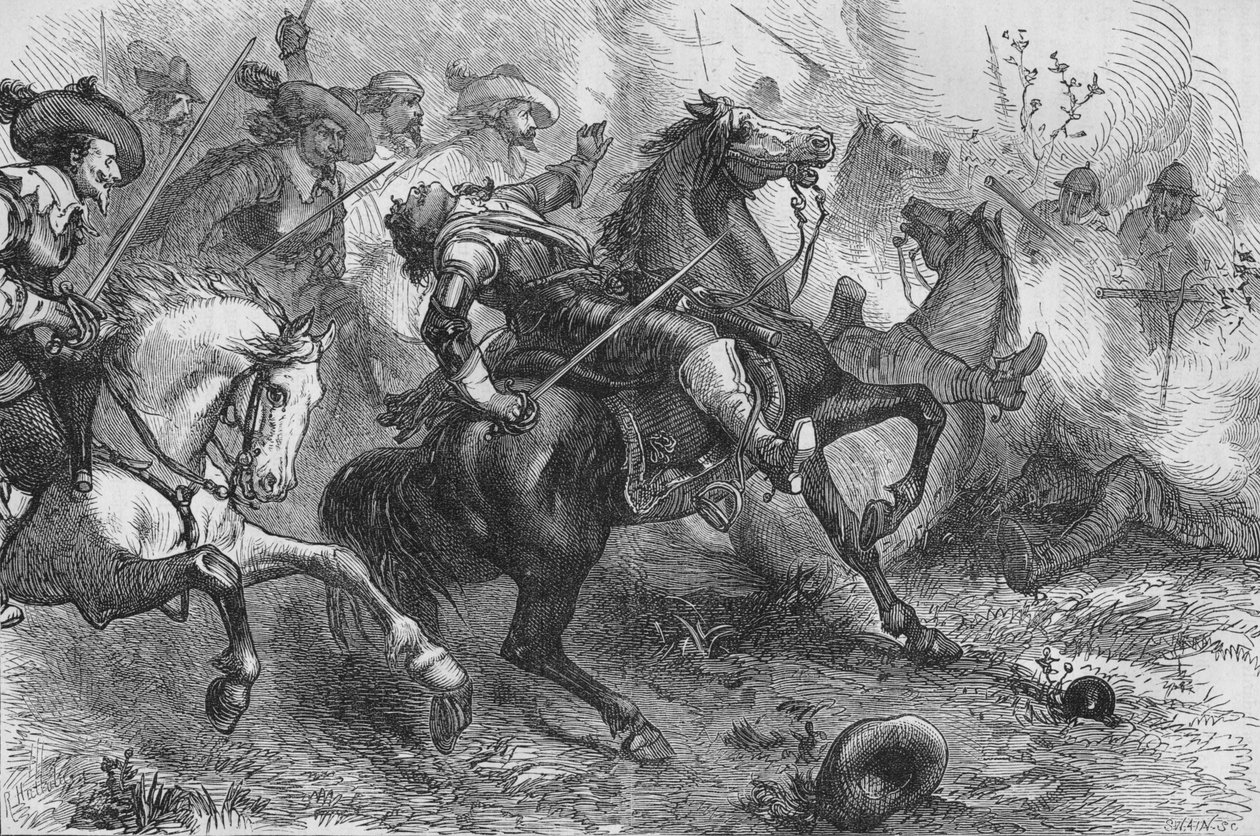 Falklandin kuolema Newburyssa, 20. syyskuuta 1643, c1880 tekijältä Unbekannt