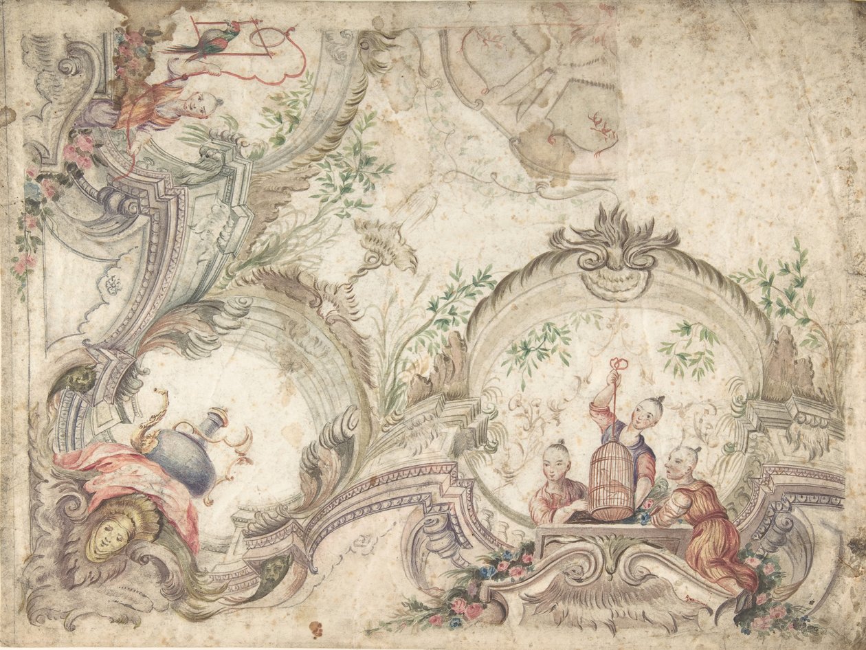 Suunnitelma kattokoristeeksi Chinoiseriesilla, 1725-75. tekijältä Unbekannt