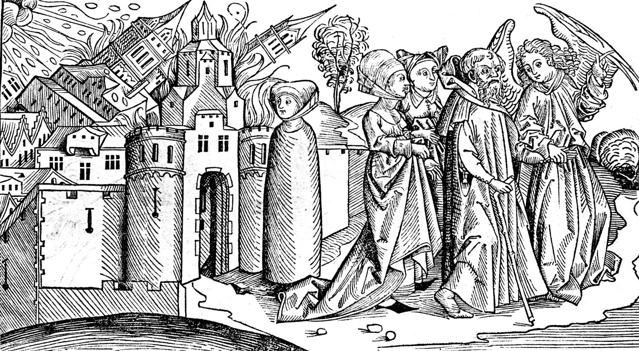 Sodoman ja Gomorran tuho maanjäristyksessä, 1493 tekijältä Unbekannt