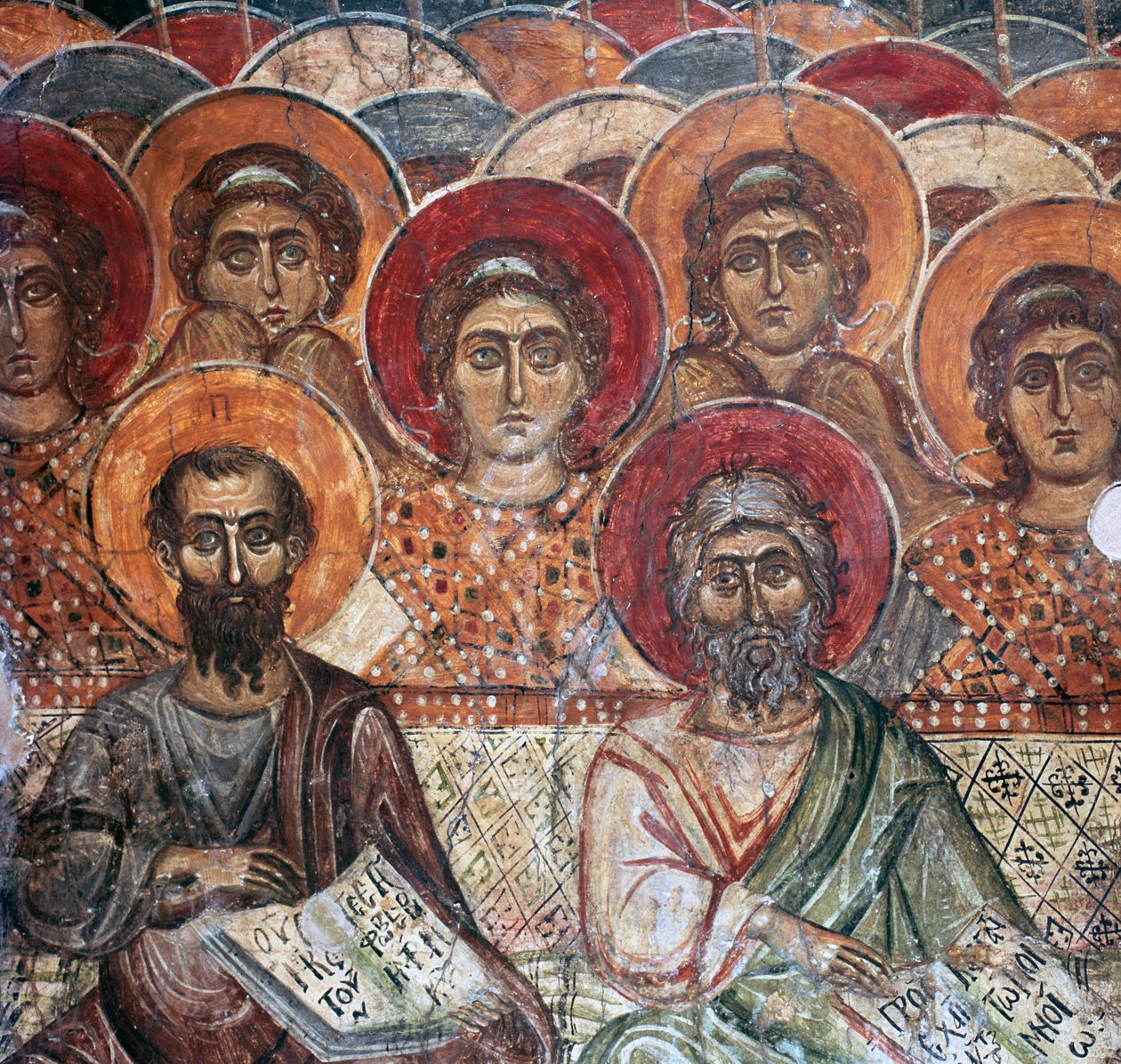 Yksityiskohta freskosta Saints in Paradise, 1200-luku tekijältä Unbekannt