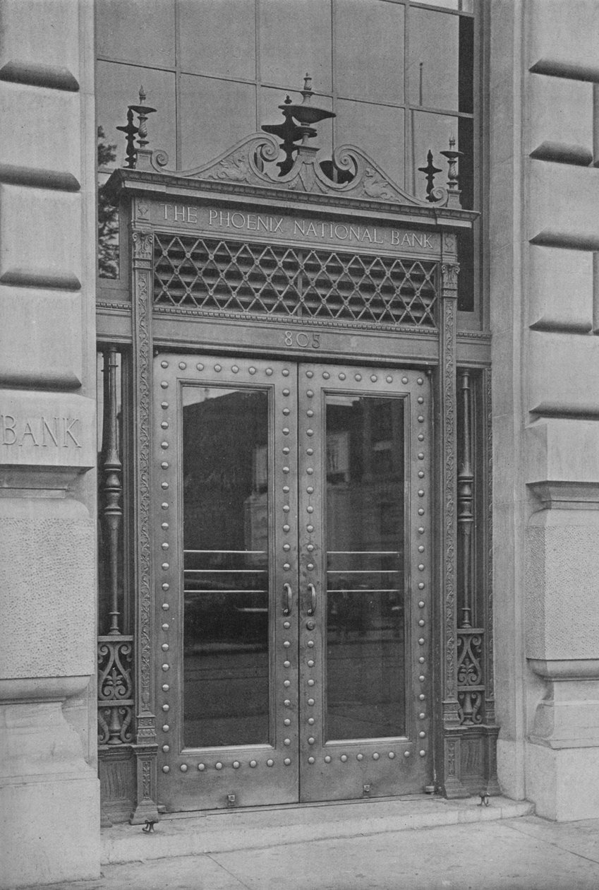 Yksityiskohta sivuovesta, Phoenix National Bank, 1924 tekijältä Unbekannt