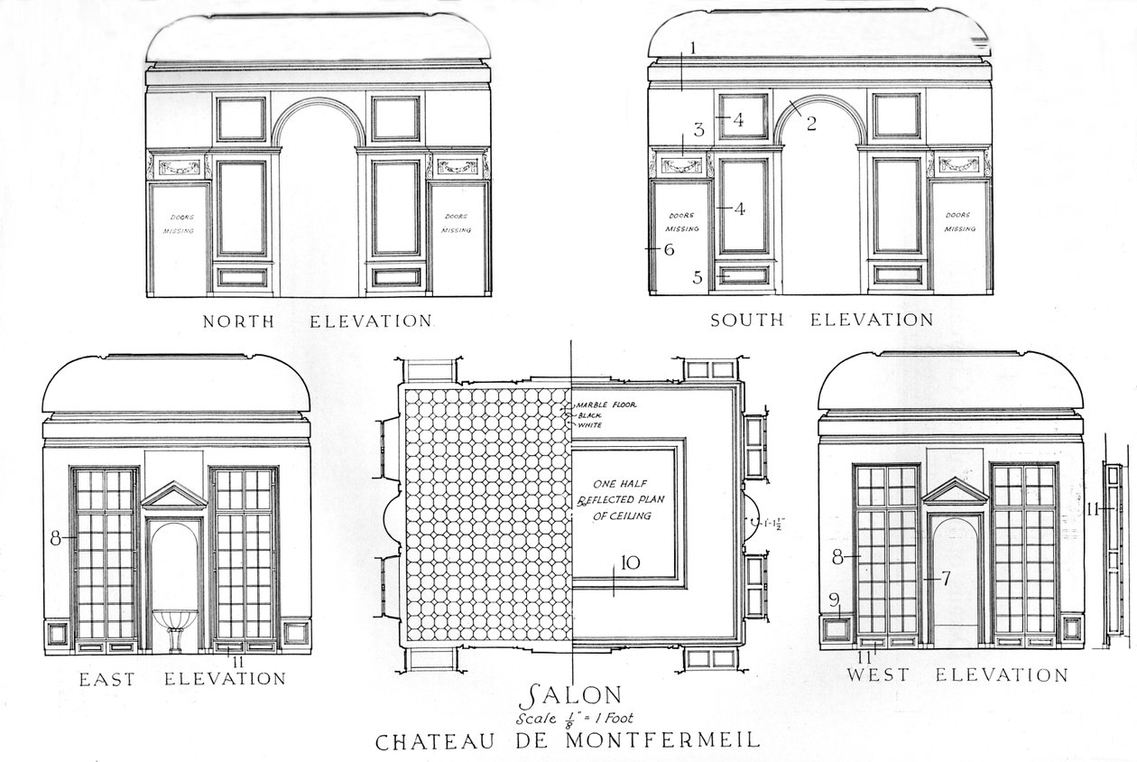 Yksityiskohdat salongista, Chateau de Montfermeil, Pariisi, 1924 tekijältä Unbekannt