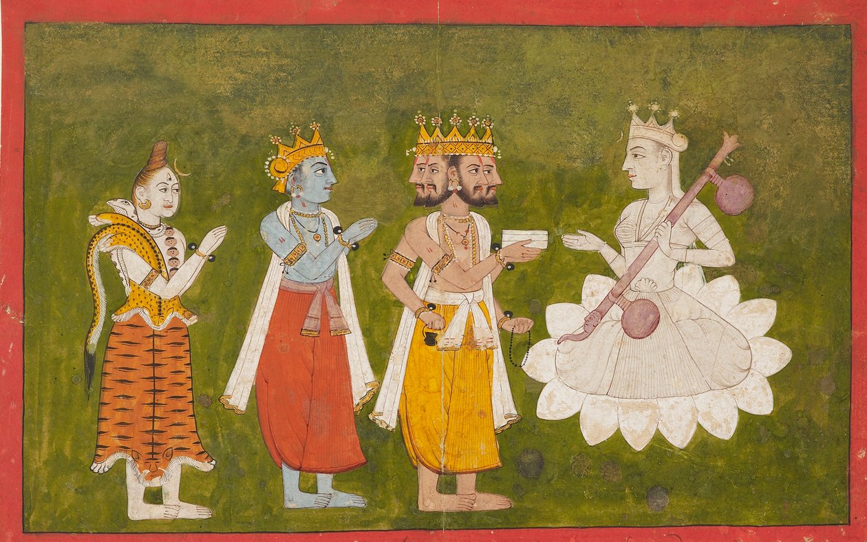 Devi, jota Brahma, Vishnu ja Shiva kunnioittavat, 1710 tekijältä Unbekannt