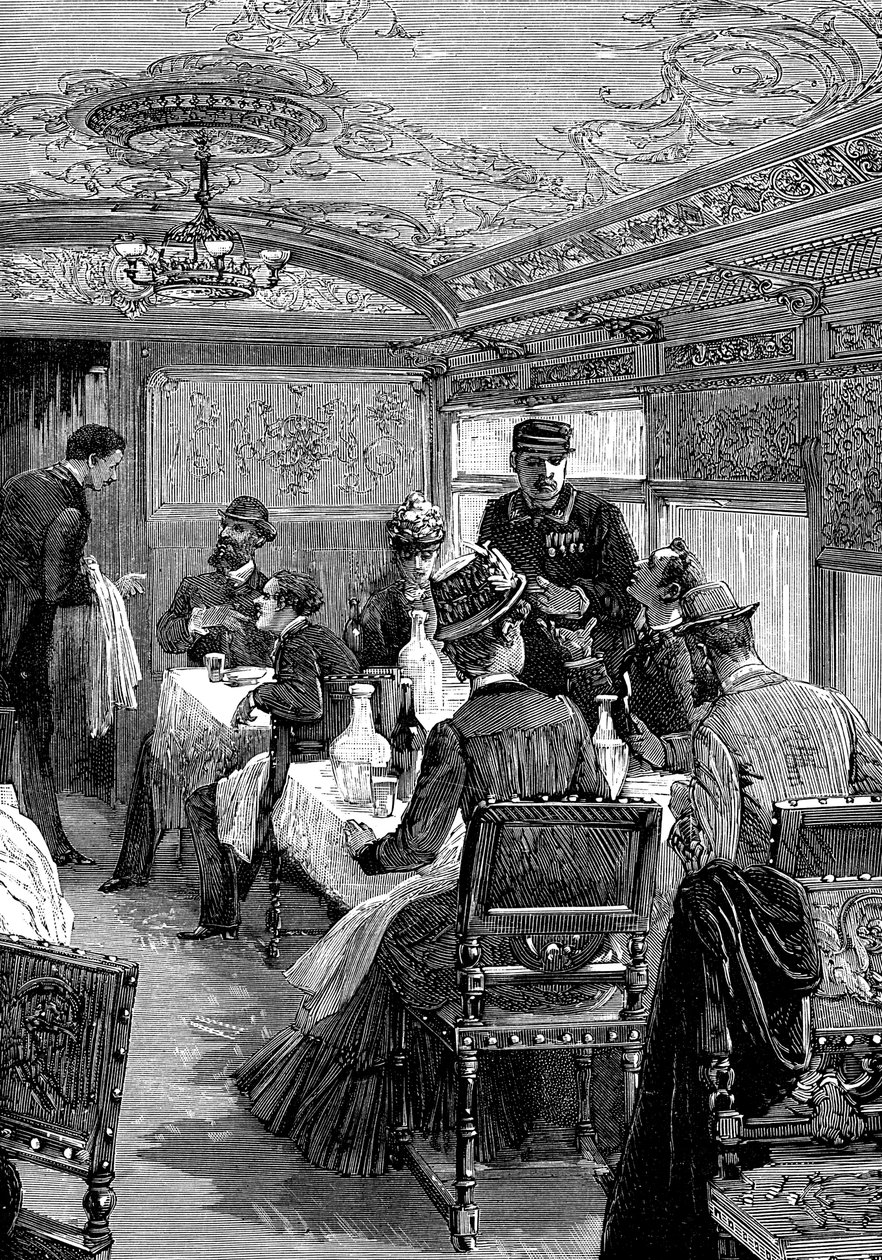 Ruokailuauto Orient Expressissä, c1885 tekijältä Unbekannt