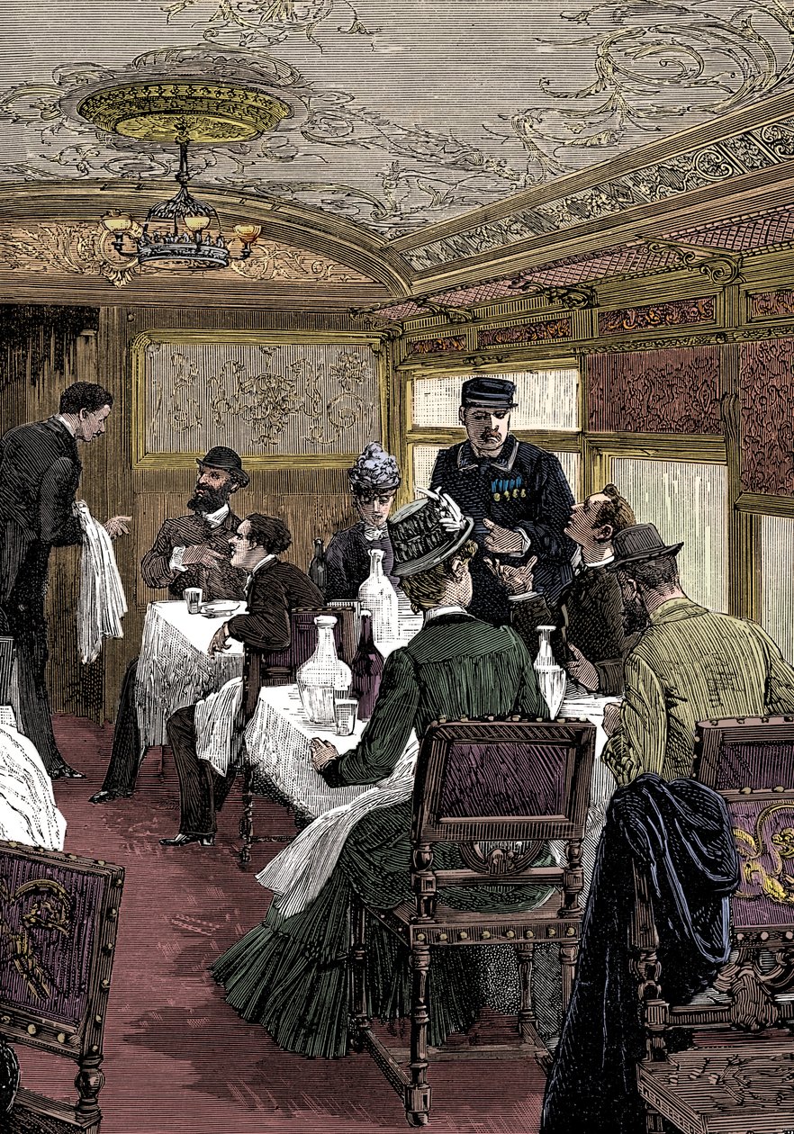 Ruokailuauto Orient Expressissä, c1885 tekijältä Unbekannt