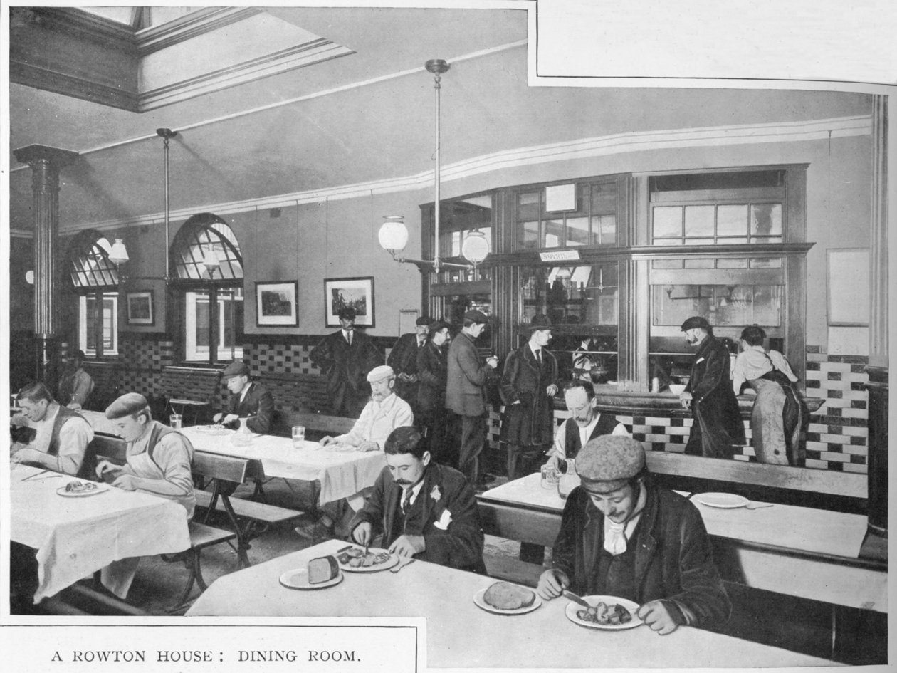 Ruokasali Rowton Housessa, Hammersmith, Lontoo, c1902 1903 tekijältä Unbekannt