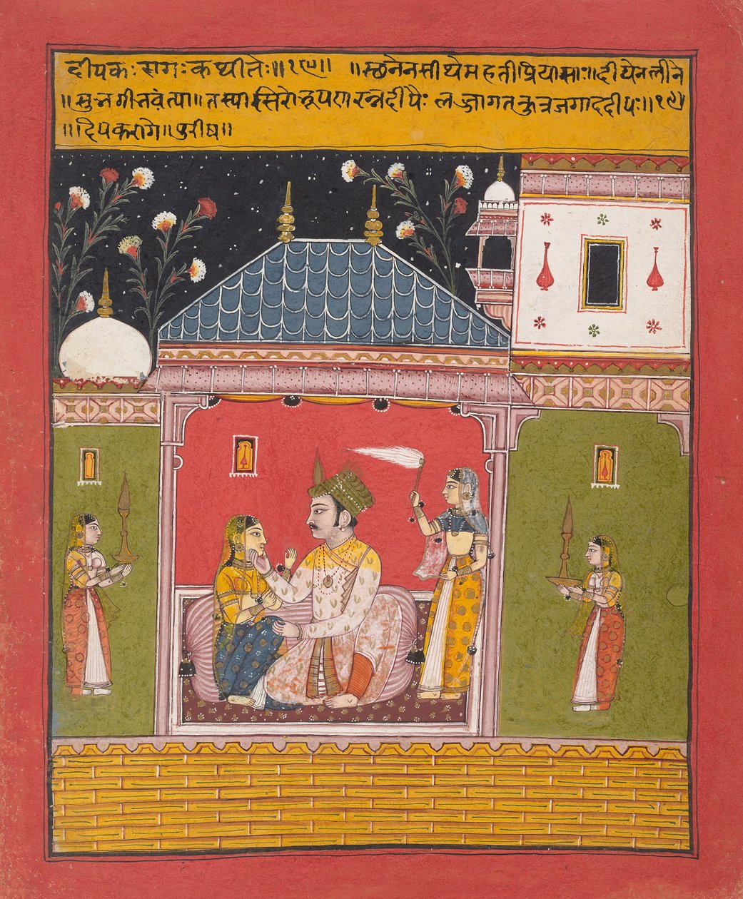 Dipak Raga: Folio Ragamala-sarjan musiikkimuotojen seppeleestä, 1630-4 tekijältä Unbekannt