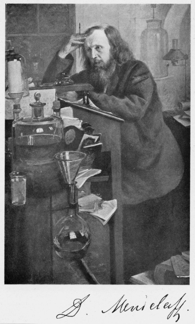 Dmitri Ivanovitš Mendelejev 1834-1907, venäläinen kemisti, 1900-luku tekijältä Unbekannt