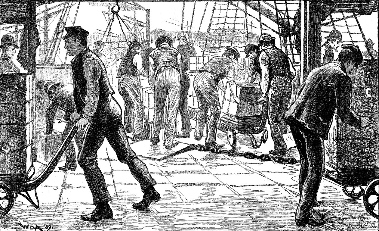 Dockers purkamassa teetä London Docksissa, 1889 tekijältä Unbekannt