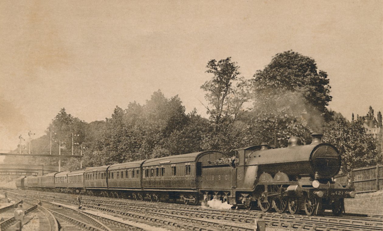 Down Brighton Express lähellä South Croydonia. Moottori 4-4-2, nro 421, c1920. tekijältä Unbekannt