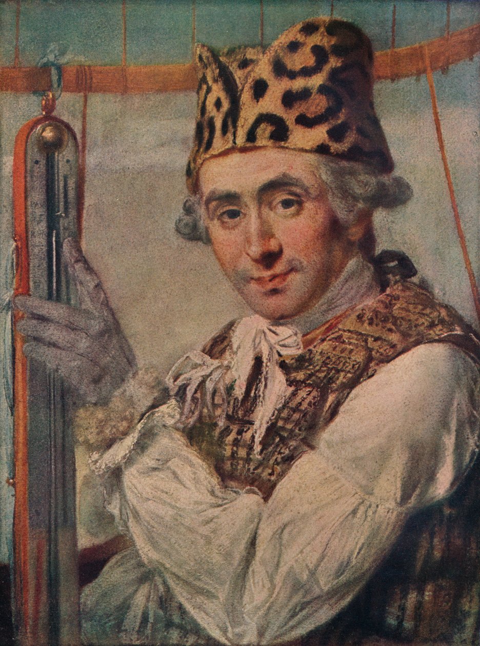Tri John Jeffries, yhdysvaltalainen ilmapalloilija, 1786. 1911 tekijältä Unbekannt